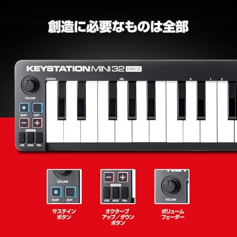 M-Audio USB MIDI Keyboard, Velocity Compatible, 32 Mini Keys, Includes Software, DAW Operation, P...