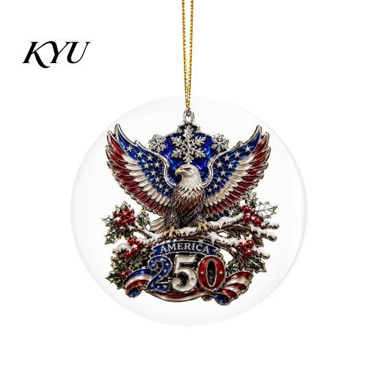Decorative Mantel Fence Accents 250th Anniversary Acrylic Hanging Ornament, Double Side Printed Festive Holiday Decor Christmas Door Window