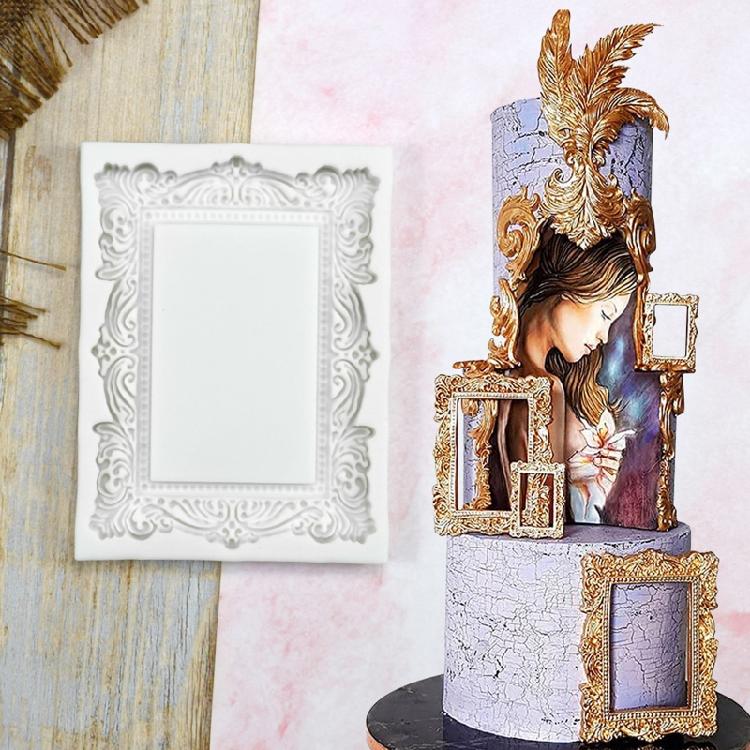 Sugarcraft Mould Silicone Vintage Embossed Frame Shape Bakeware Tools Gift