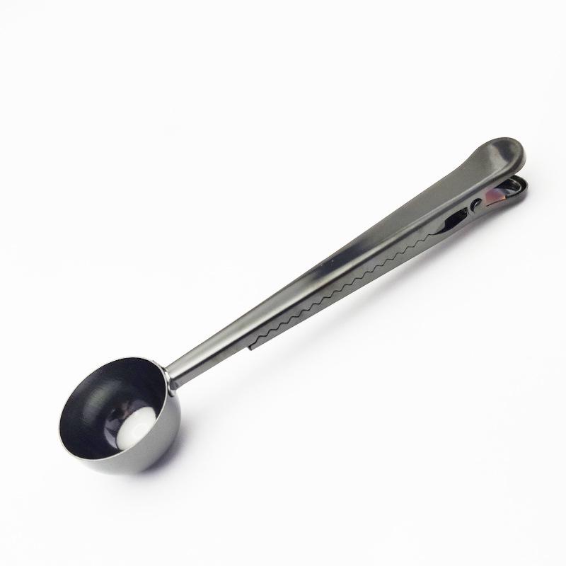 Two-in-one Cute Stainless Steel Coffee Spoon Sealing Clip Tea Coffee Measuring Spoon Scoop Kitchen Decor Accessories