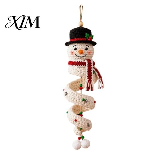 Winter Yarn Crafts for Family Christmas Spiral Crochet Kit, DIY Snowman Santa Craft Holiday Knitting Supplies Adults Handmade Hanging Ornament