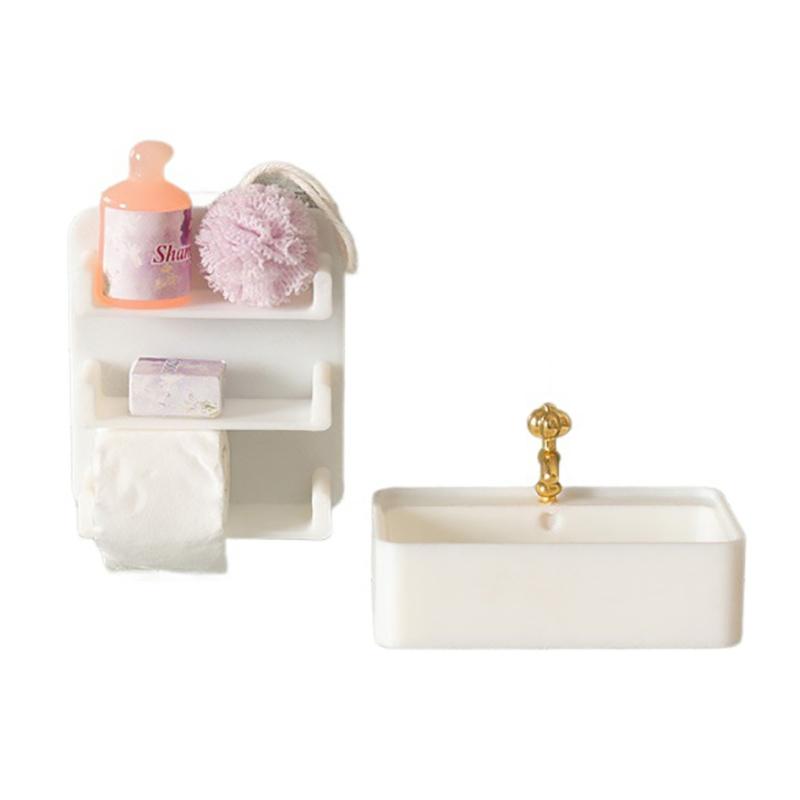 Lavandini per Bagno Casa delle Bambole Scala 1/12 Scaffale a Muro Modello Arredamento Casa delle Bambole Decorazione Micro Scena Giocattoli per Gioco di Finzione
