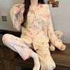 Idyllic Clouds Cotton Edge Princess Collar Pajamas Women'S Long Sleeves Trousers Homewear