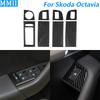For Skoda Octavia 2017-2021 Carbon Fiber Door Window Lift Switch Button Control Panel Cover Decoration Car Accessories Sticker