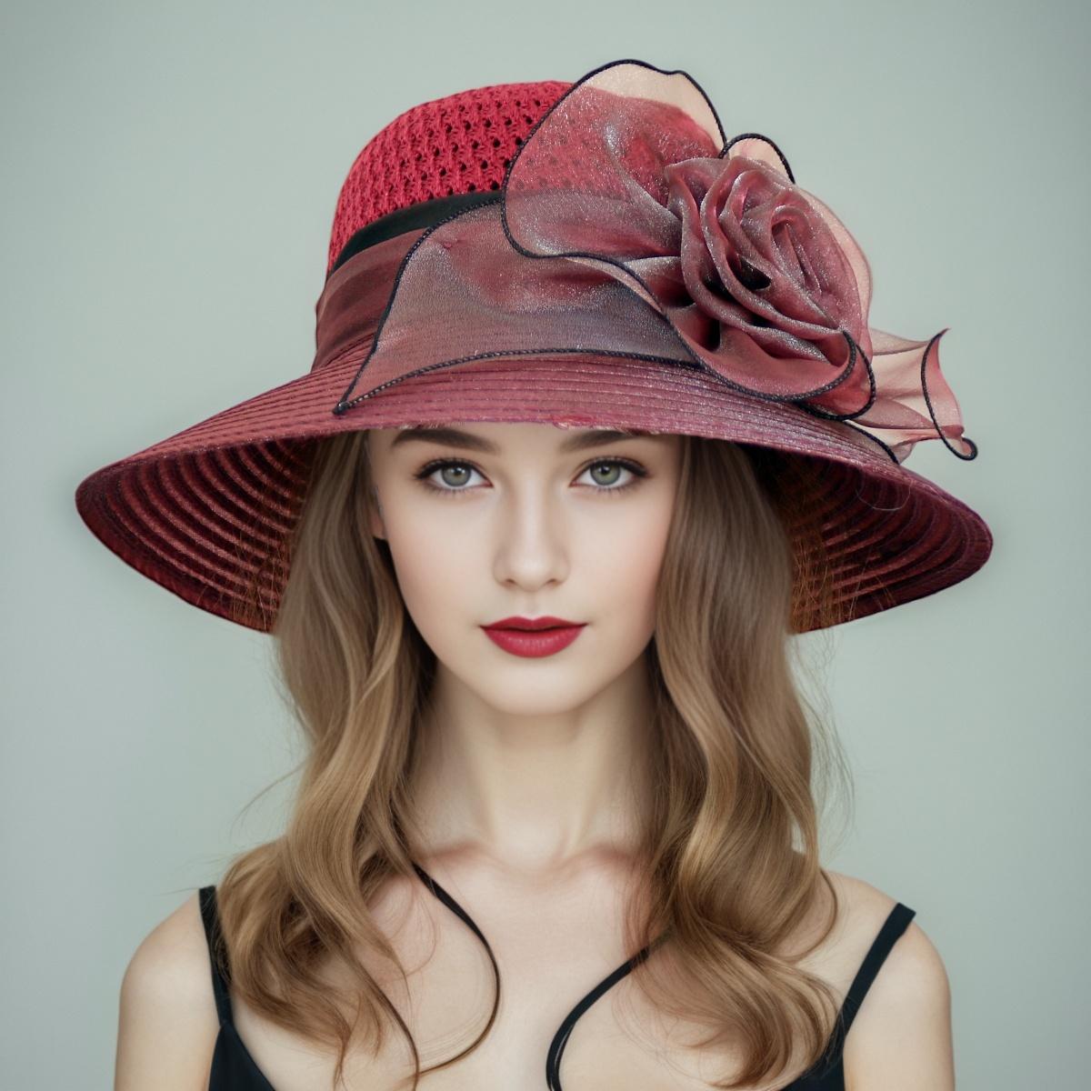 My Extreme Outdoor Activities Women's New Fashion Fascinators Millinery Church Hat Elegant Bow Wide Brim Bucket Hats Kentucky Derby Fedora Summer Sun Cap 55-58Cm