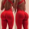 Tuta da palestra per yoga, fitness, senza maniche, con apertura sul retro, aderente, attillata, femminile, sexy