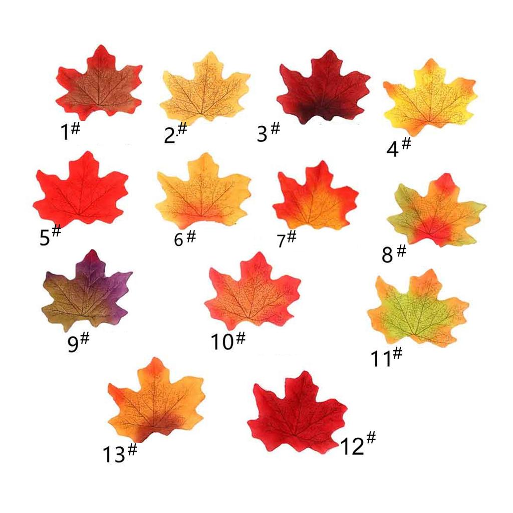200pcs Artificial Maple Autumn Leaves Plastic Fake Leaves Fake Autumn Maple Leaves Halloween Holiday Wedding Party Decoration