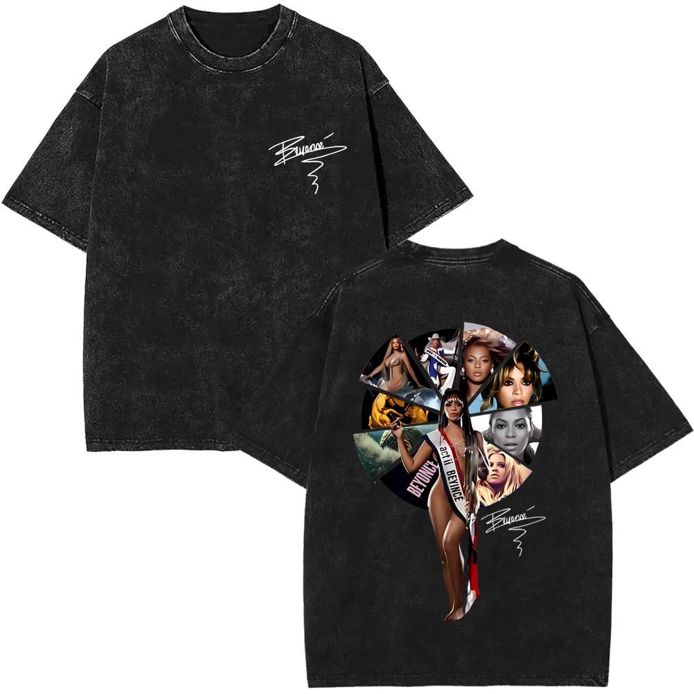 Retro Washed Beyonce Renaissance World Tour Tshirt Album Concert Music Tshirts Men Women Casual Cotton Vintage T Shirts