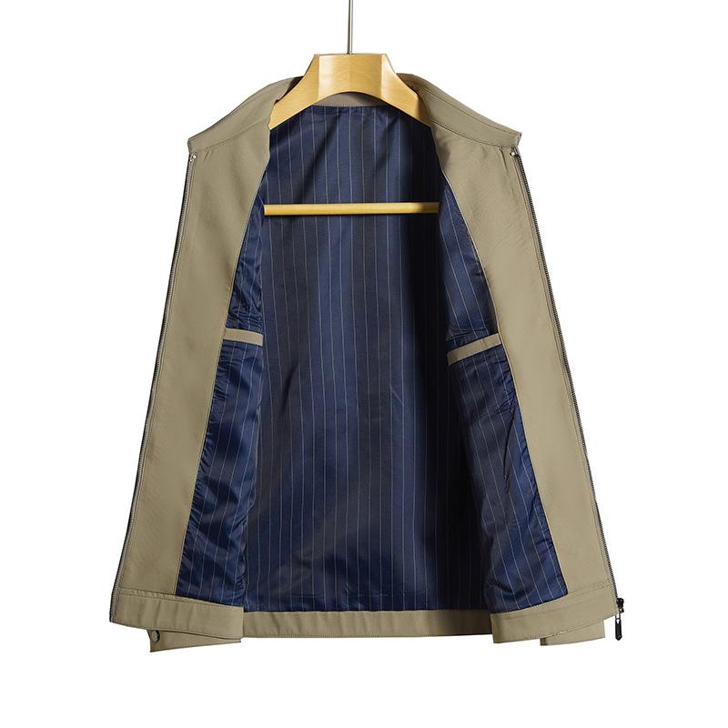 Jarní a podzimní nová pánská bunda Business Casual klopový zipová bunda Tatínkovské oblečení Veteránský kádr Vedení Bunda Venkovní