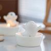 Ceramics Cartoon White Ghostly Figurine Candle Holders Halloween Tealight Holders Candlestick Table Decors for Festivals