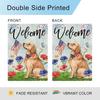 DLZDN Welcome 4th of July Golden Retriever Garden Flag 12×18 Inch Double Side Vertical Burlap Farmhouse Yard Flag Independen