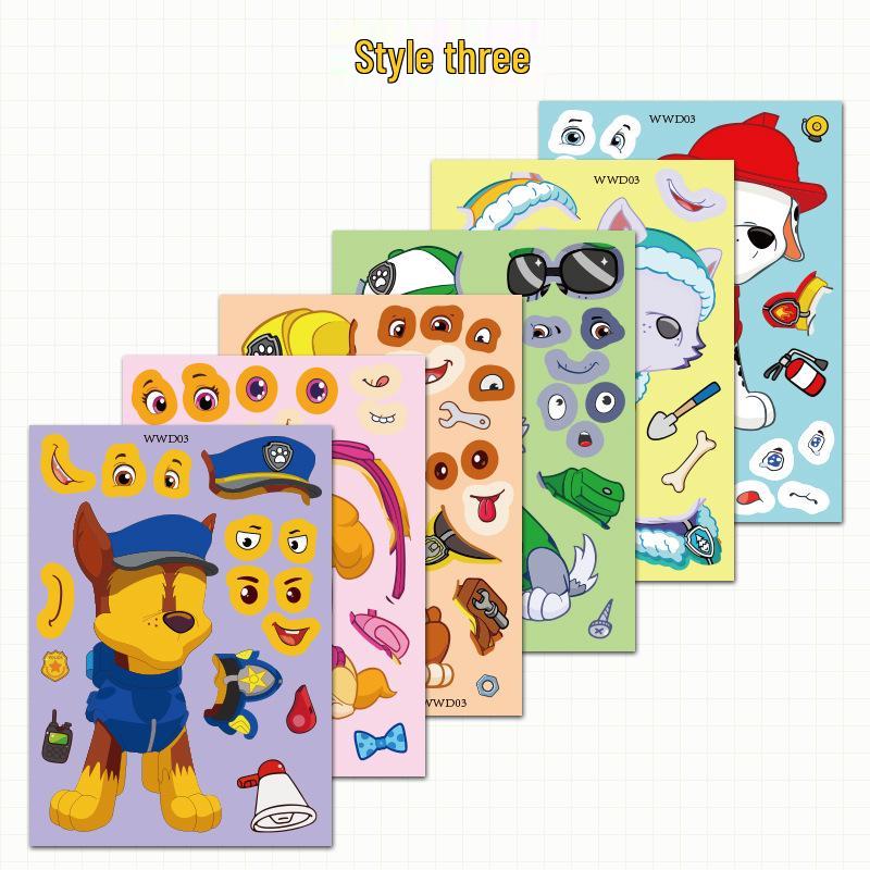 Paw Patrol Cartoon Dog Rescue Team Stickers - DIY Face Swap & Fun Decorations for Kids