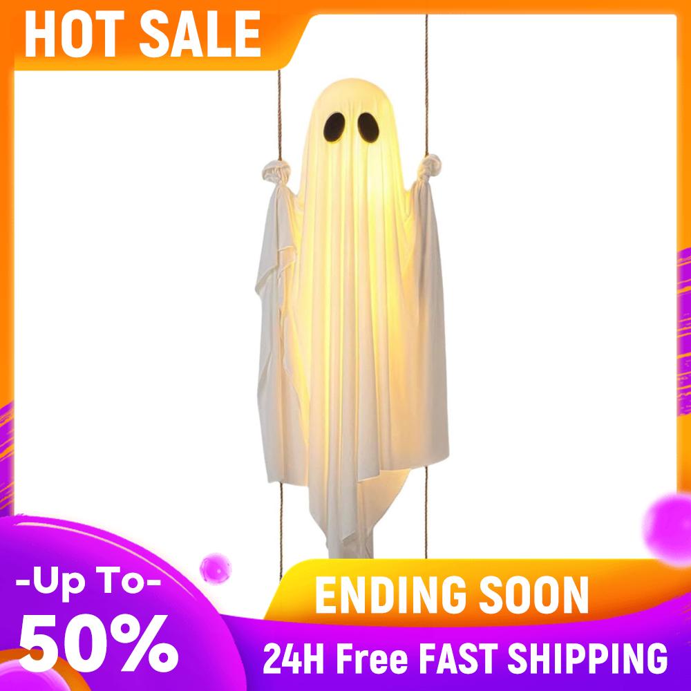 

Halloween Hanging Swing Ghost Decor Remote Control Spooky Ghost Ornament Thicken Cute White Ghost Swing for Porch Yard Trees China Mainland