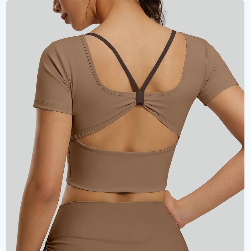 2026 New Summer Breathable Yoga Wear Tops Women Outdoor Running Sports Fitness Wear Short Sleeves