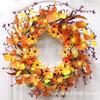 Harvest Wreath With Pumpkins Berries Vine Circle Halloween Thanksgiving Door Decor