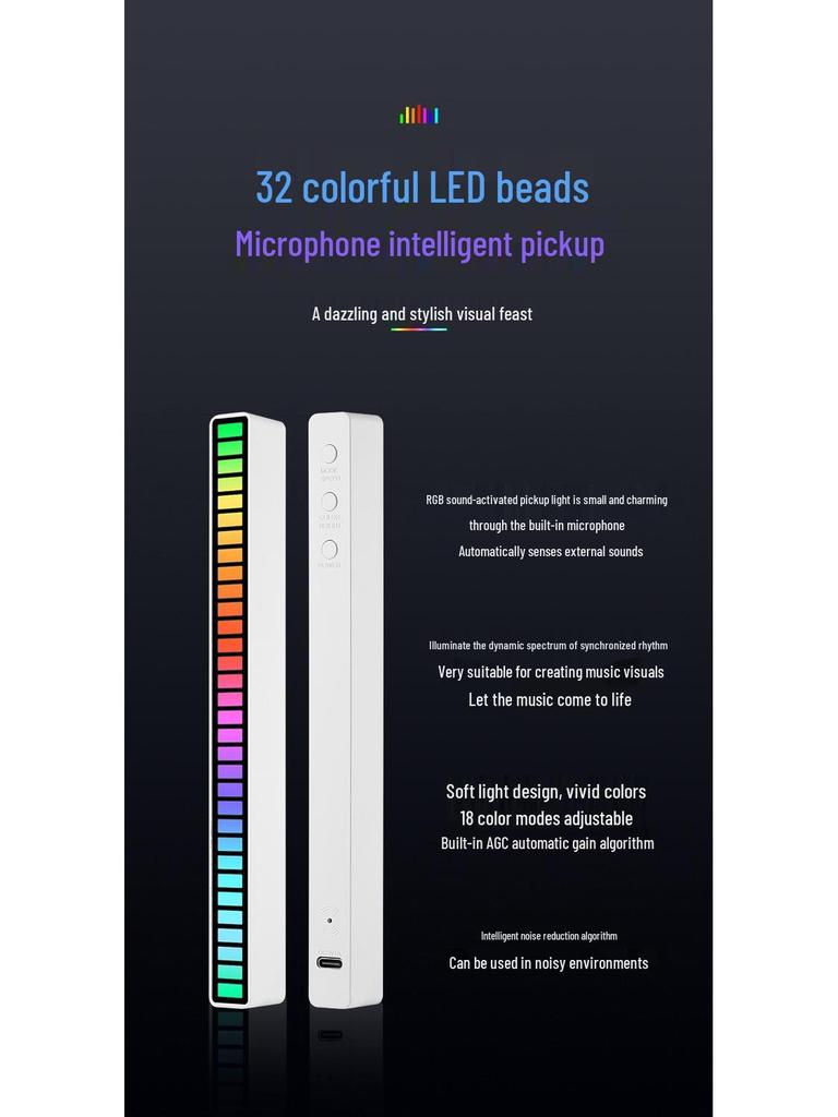 RGB Sound-Sync Rhythm Light: Trendy Colorful Music Atmosphere LED for Car or Desk with Sound Sensor
