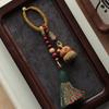 Peach Wood Koi Gourd Keychain 22G With Cinnabar Buddha Bead Hanging Decoration Diy Pendant Accessories Fashion Jewelry Charm