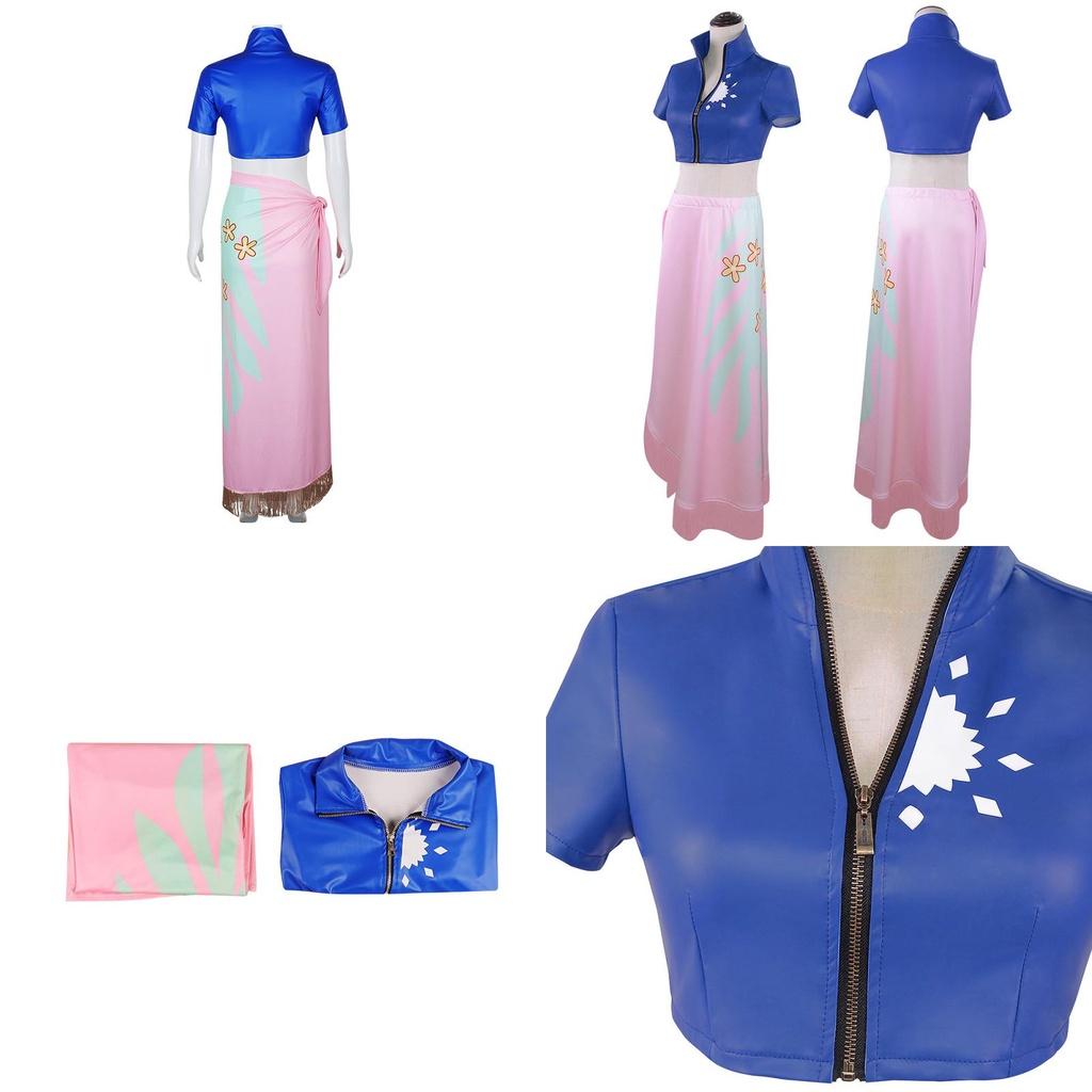 One Piece Nico Robin Skirt Anime Cosplay Costume Halloween Tops Decorated Perfect For Comic Exhibitions And Party Events.