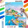 Oil Painting DIY Digital Painting Mickey and Friends Summer Beach Scene HandPainted Wall Art for Living Room Entryway.