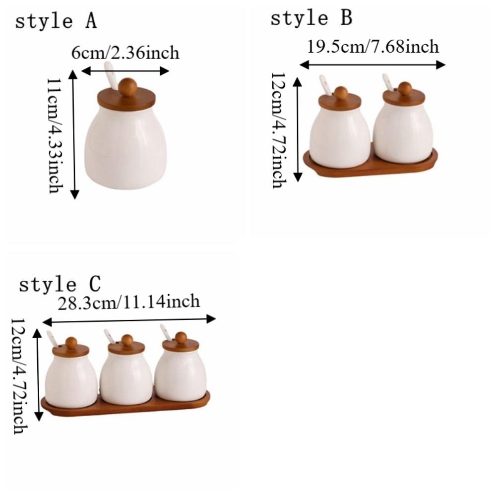 Moisture-Proof Ceramics Seasoning Jars with Spoon Condiment Jar Spice Containers  Kitchen