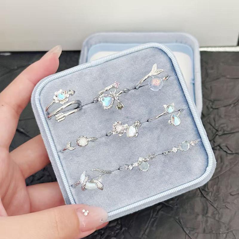 Moonstone Series Opening Adjustable Ring Personality High Sense Simple Light Luxury Niche High Sense Jewelry