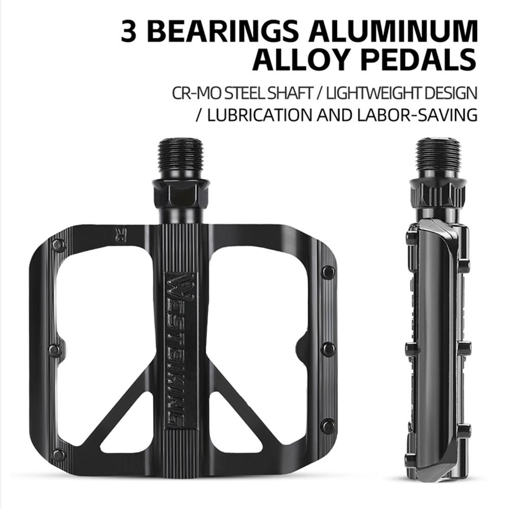 WEST BIKING YP0802126 1 Pair Bike Pedals Triple Bearing Aluminum Alloy MTB Bicycle Foot Pedals