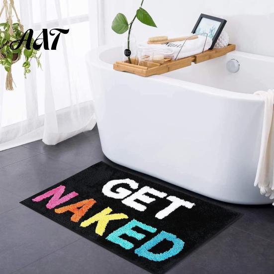 Stilvolle Indoor-Fußmatte, Moderne Badematte, Saugfähiger rutschfester Badezimmerteppich, Lustige englische Buchstaben, Rutschfeste Dekoration, Maschinenwaschbarer, Gemütlicher Teppich für Wanne und Waschbecken