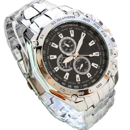Fashion Men Stainless Steel Quartz Analog Sport Wrist Watch Father's Day Gift