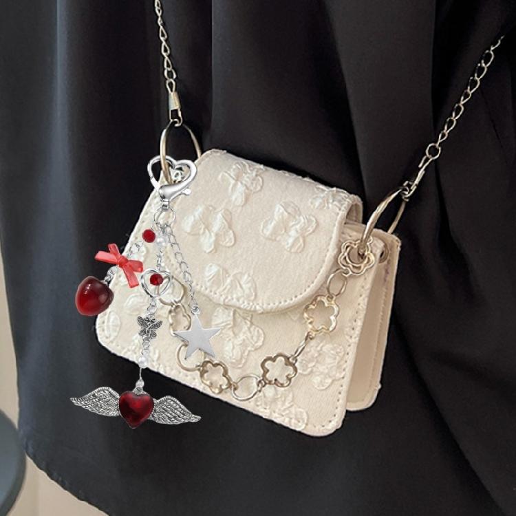 Fashion Bowknot Keychain Multifuntional Heart Charm Key Holder Elegant Bag Pendant Suitable for Keys Bags and Phone