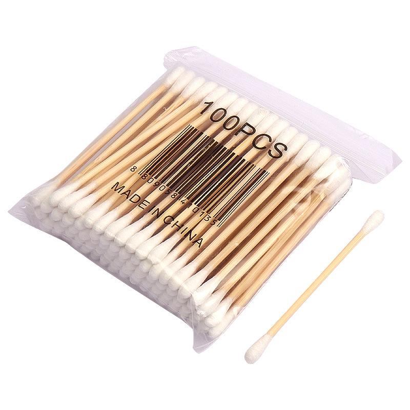 Dual-Headed Wooden Cotton Swabs - Multipurpose Cleaning & Ear Care
