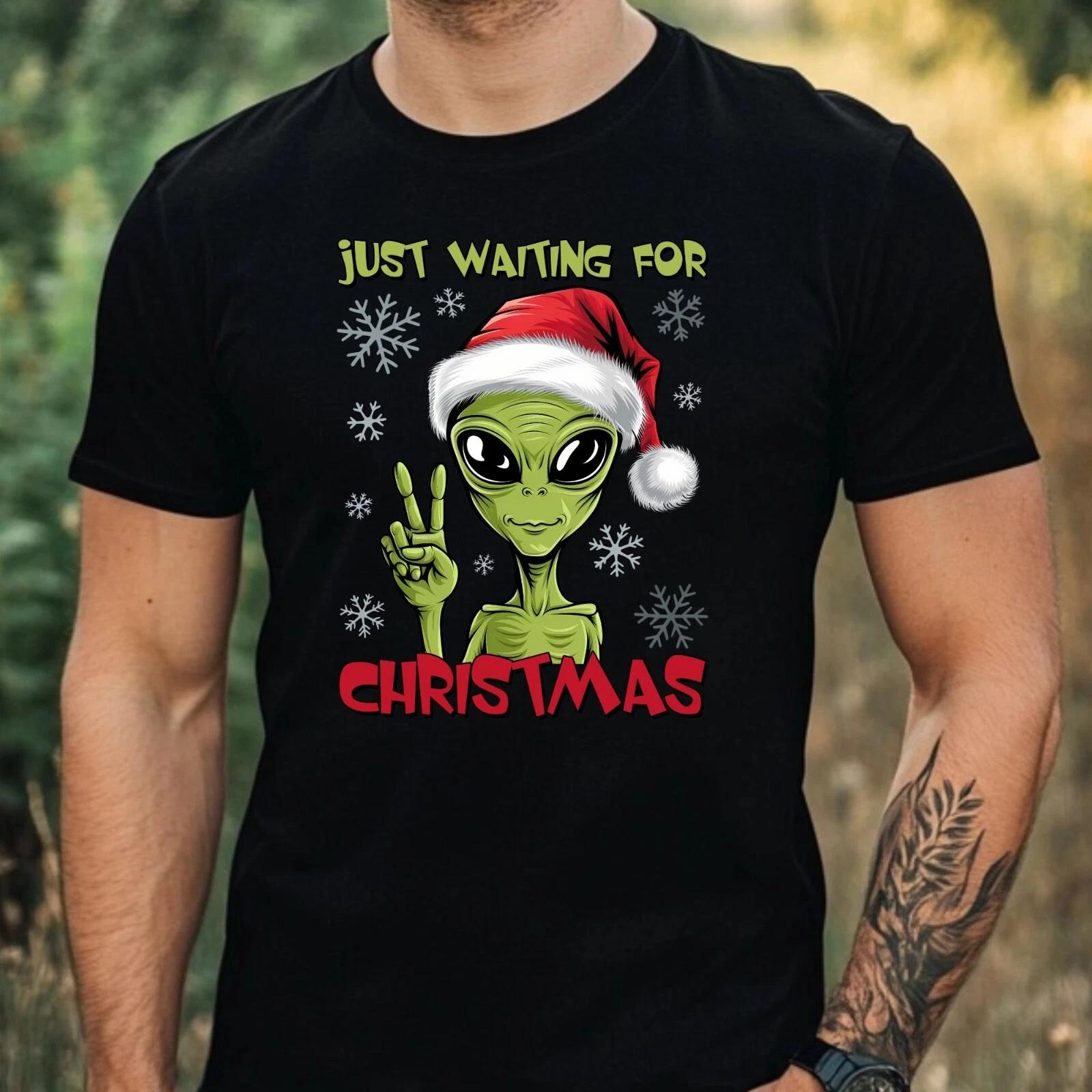 T-Shirt Herren Weihnachts Alien Motiv Baumwolle Größe XS bis 5XL L