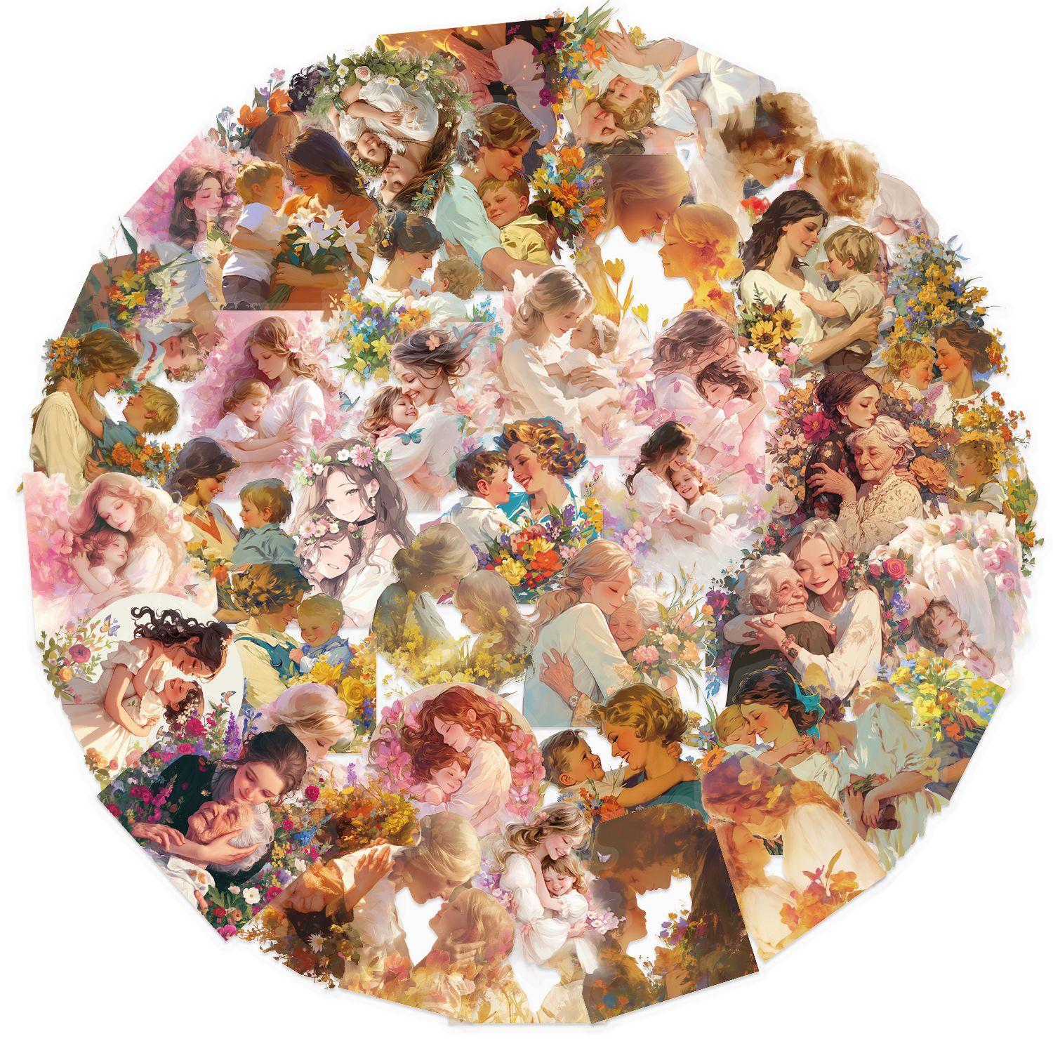 

50 Пакетов прозрачных цветочных наклеек ко Дню матери, Водонепроницаемый прозрачный ПЭТ материал для журнала, для украшения гитары, блокнота