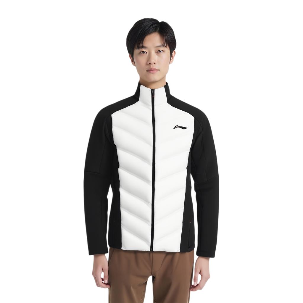 Li Ning Running Series Color Block Stand Collar Zipper Comfortable Cotton Jacket Men Jacket AJMV153-5