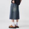 Herren Non-Stretch Denim Sieben-Fünftel-Shorts Locker Weiter Beinschnitt Vielseitiger Einfacher Stil Freizeitshorts