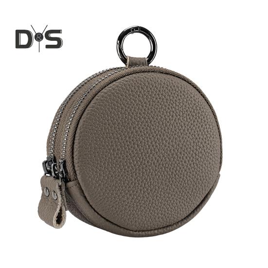 

Кошелек для монет с двойной застежкой-молнией, круглый, компактный, портативный, из искусственной кожи, сумка для наушников, водонепроницаемый органайзер для ювелирных изделий коричневый