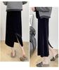 Black Gold Velvet High Waist Slimming Skirt for Women - 2026 Spring/Autumn, Plus Size, Mid-Length