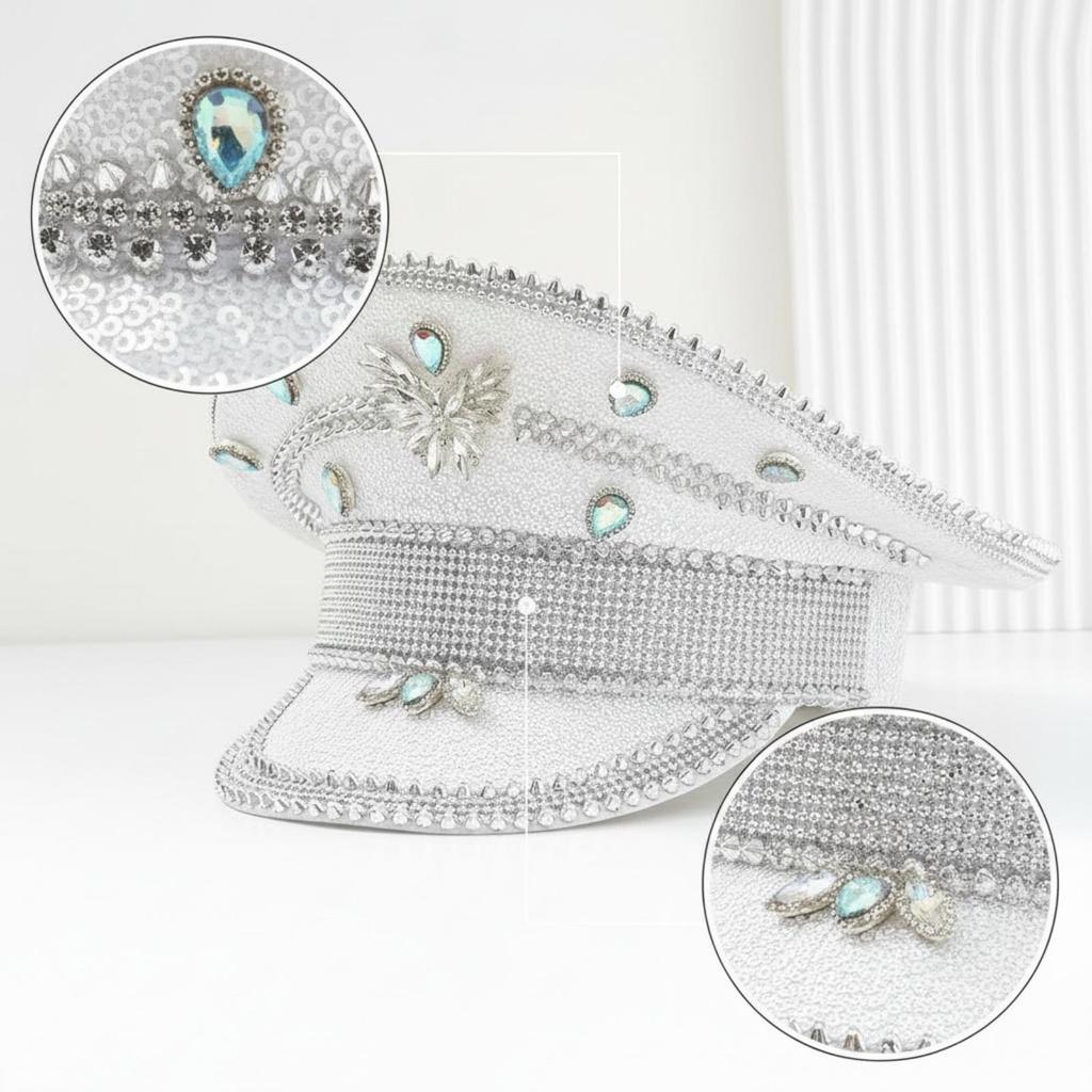Cap with Butterfly Ornament Glittering Sequin Chic for Festivals, Performers