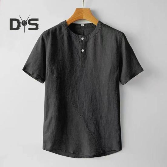 Muži Letní Košile Stojánek Límec Tenký Volný Krátké Rukávy Jednobarevné Tričko se zapínáním na knoflíky Střední délka Denní tričko pro školní kancelář Outdoor