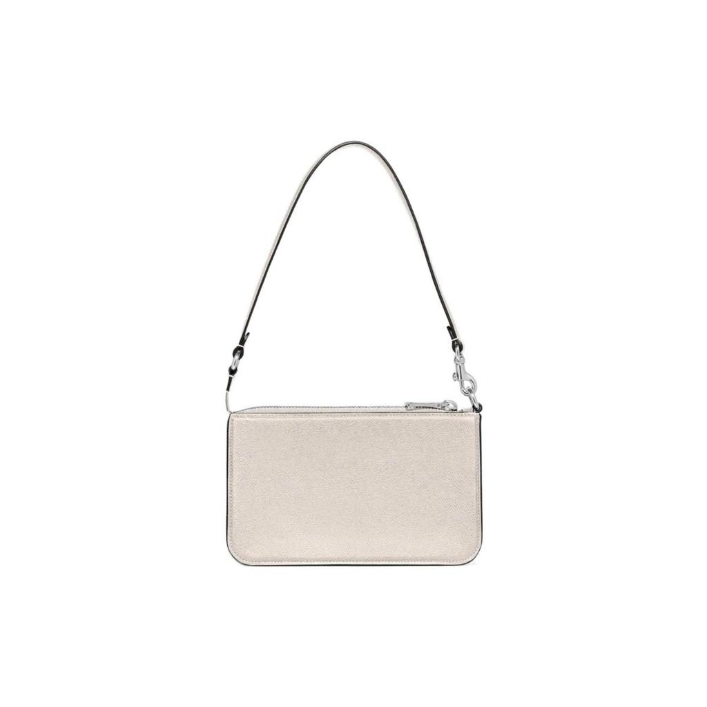 Coach Pouch 20 Embossed Letter Logo Zipper Crossgrain Leather And Canvas Handbag Women Handbags White CJ797-CHK