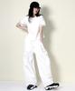 Deumakeu Real Street Wide Contrast Stitch Cargo Track Pants White