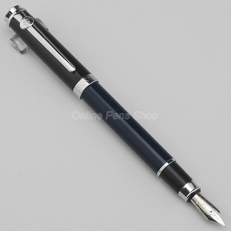 

Duke Dark Blue & Silver Carbon Fiber Fountain Pen M Nib 0.5mm For Writing Ink Pen GFP013