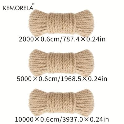 KEMORELA Natural Jute Rope - Rustic Twine for DIY Crafts Home Decor Cat Scratcher Bundling Hanging Durable 20/50/100m Options