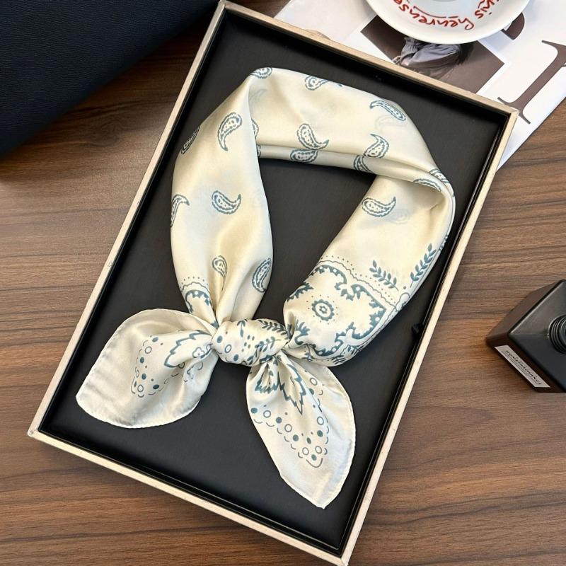 Polka Dot Silk Scarf Square Scarf High-end New Versatile Decorative Scarf Scarf Scarf Neck Cashew Flower Scarf Shawl Can Be Used As a Tube Top