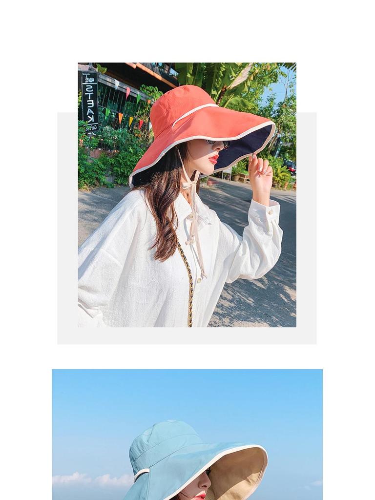 Women's Summer Sun Protection Hat with Large Brim and Face Covering