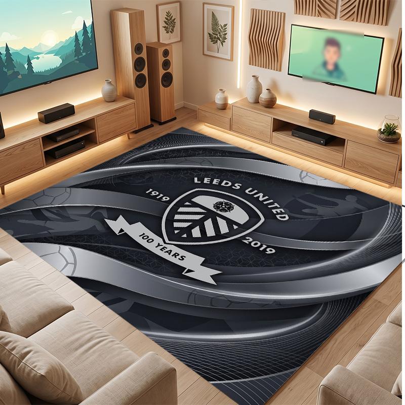 Tappeto in Velluto di Cristallo con Stampa del Leeds United Football, Comodo Assorbente d'Acqua Antiscivolo Tappeto per Pavimenti Interni