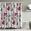 Botanical Shower Curtain Vintage Floral Pattern Bathroom Decor Farmhouse Rustic Nature Themed Waterproof Fabric
