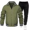 Mens Casual Tracksuit Long Sleeve Zip Jacket Pants Set Sportswear
