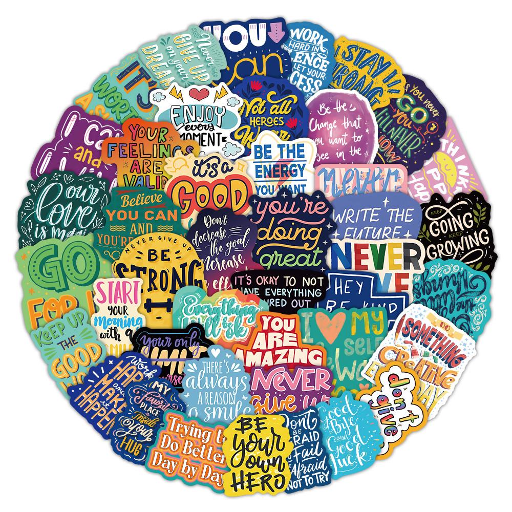 52Pcs Inspirational English Quote Stickers Motivational Decor Decals For Handbooks Laptop Skins Phone Cases Sticker Story Store
