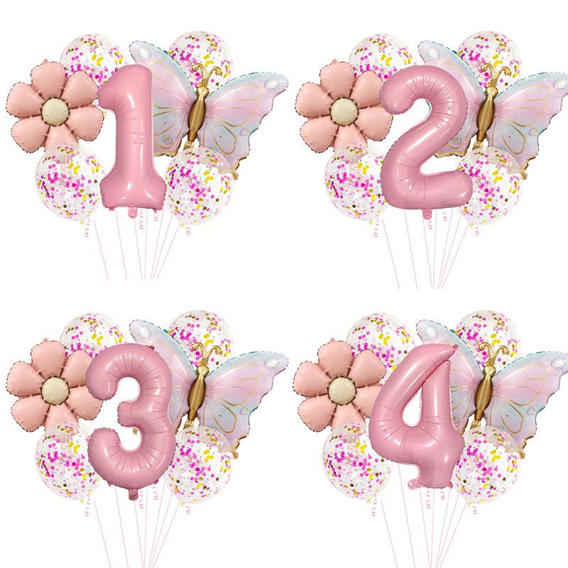 40-inch Pink Blue Daisy Bow Balloon Set for Children s Birthday Party