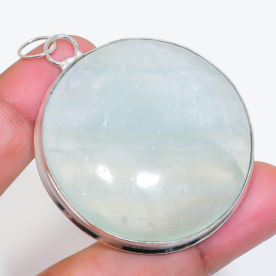 Natural Prehnite Gemstone 925 Sterling Silver Jewelry Pendant 2.25" AP-16633